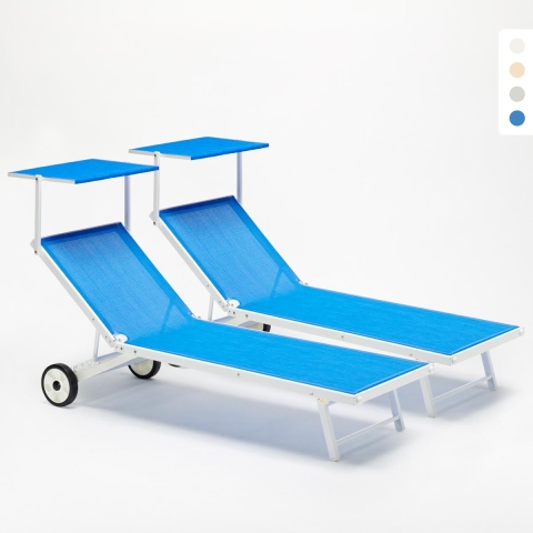 2 Sonnenliegen aus Aluminium mit Räder Garten Pool Alabama Aktion