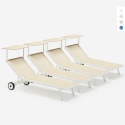 4 Sonnenliegen Strandliegen aus Aluminium mit Rollen für Garten Swimming Pool Alabama Aktion