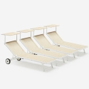 4 Sonnenliegen Strandliegen aus Aluminium mit Rollen für Garten Swimming Pool Alabama 