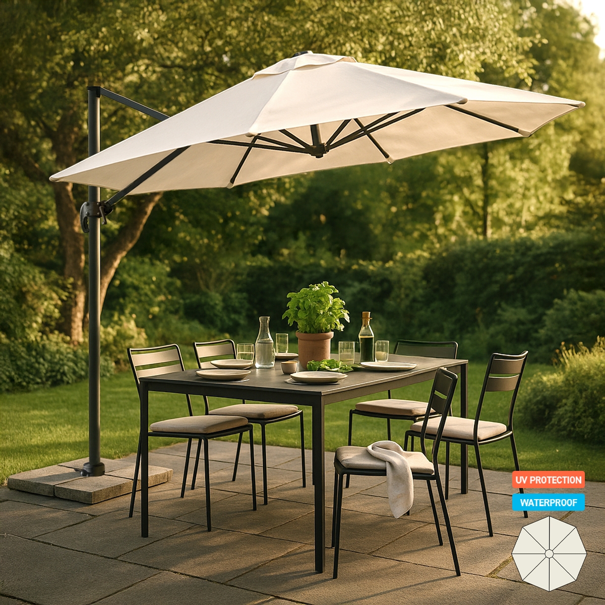 Ampelschirm 3m Pendelschirm Garten Café Alu Paradise