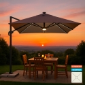 Sonnenschirm Ampelschirm verstellbarer Arm mit LED-Solarlicht 3x3m Paradise Brown Light Aktion