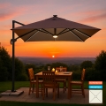Sonnenschirm Ampelschirm verstellbarer Arm mit LED-Solarlicht 3x3m Paradise Brown Light Aktion