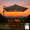 Sonnenschirm Ampelschirm verstellbarer Arm mit LED-Solarlicht 3x3m Paradise Brown Light Aktion