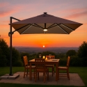 Sonnenschirm Ampelschirm verstellbarer Arm mit LED-Solarlicht 3x3m Paradise Brown Light Sales