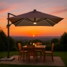 Sonnenschirm Ampelschirm verstellbarer Arm mit LED-Solarlicht 3x3m Paradise Brown Light Sales