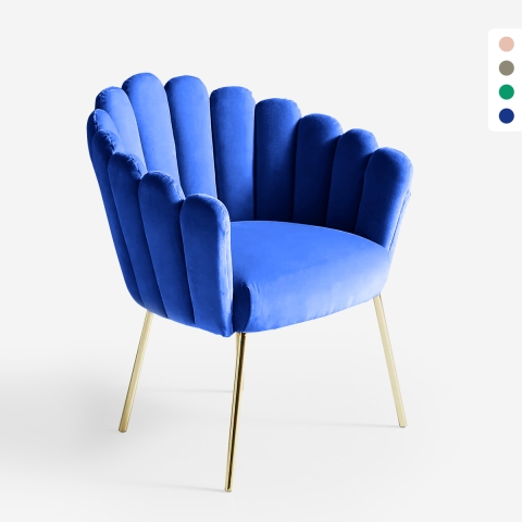 Samt Sessel in modernem Design vergoldete Beine Calicis Aktion
