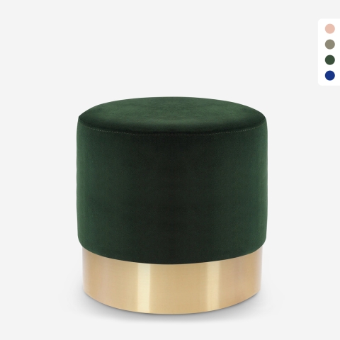 Niedriger runder gepolsterter Samt Hocker Pouf Design Rossetto Aktion