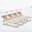 4er Set Nettuno Aluminium Sonnenliegen mit verstellbarem Sonnendach Aktion