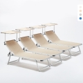 4er Set Nettuno Aluminium Sonnenliegen mit verstellbarem Sonnendach Aktion