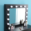 Schwarzer Schminktisch mit Spiegel mit LED-Lichtern und Hocker Gaia Black Kauf