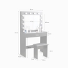 Schwarzer Schminktisch mit Spiegel mit LED-Lichtern und Hocker Gaia Black 