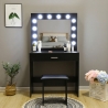 Schwarzer Schminktisch mit Spiegel mit LED-Lichtern und Hocker Gaia Black Auswahl
