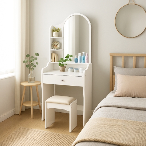 Schminktisch Schlafzimmer mit Spiegel und Hocker Flora Aktion