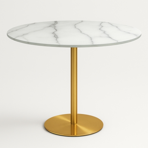 Runder Tisch 80cm mit goldenem Marmoreffekt im klassisch-modernen Stil Monika Aktion