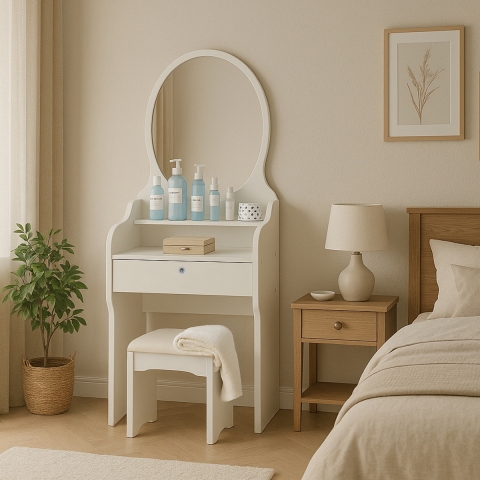 Schminktisch Schminkschrank mit Spiegel und Hocker für das Schlafzimmer Katrina Aktion