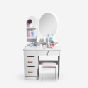 Schminktisch mit rundem Spiegel und Hocker für das Schlafzimmer Babette Auswahl