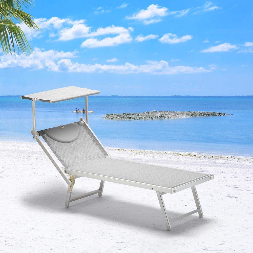 Sonnenliege Luxus Italienische Strandliege mit Dach Alu Italia eBay