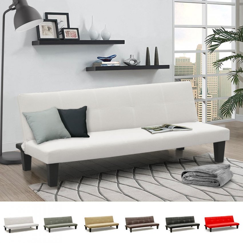 Sofabett Schlafsofa 3-Sitzer Kunstleder Preiswert Topazio