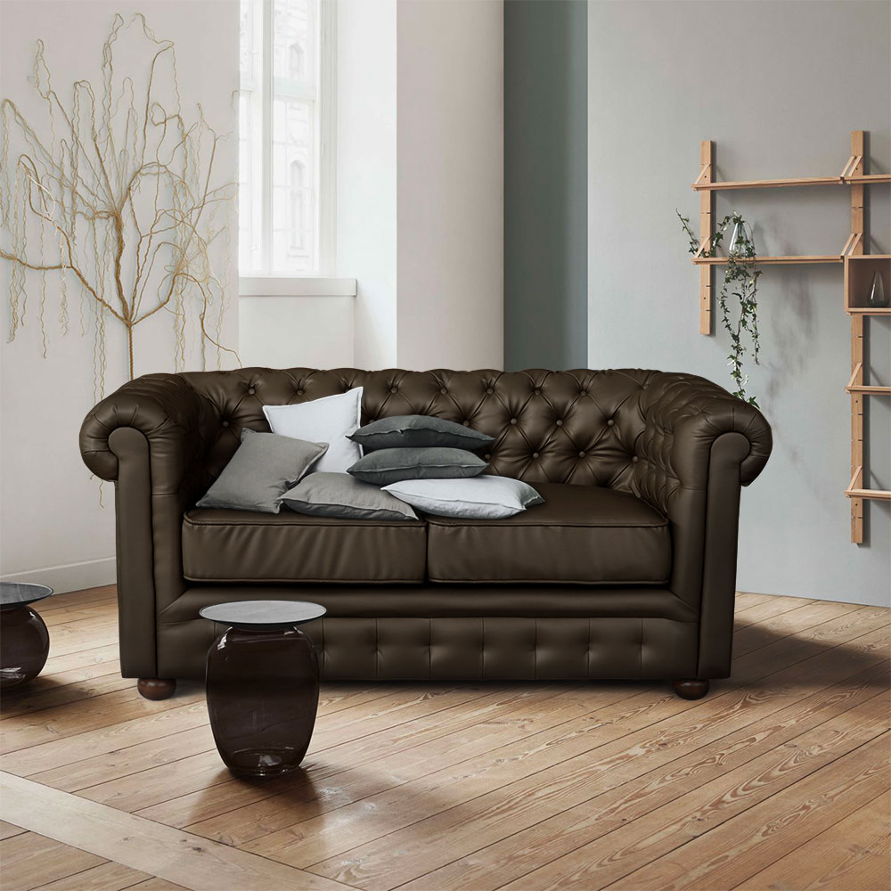 Couch Sofas Aus Kunstleder 2-Sitzplätze Design Chesterfield