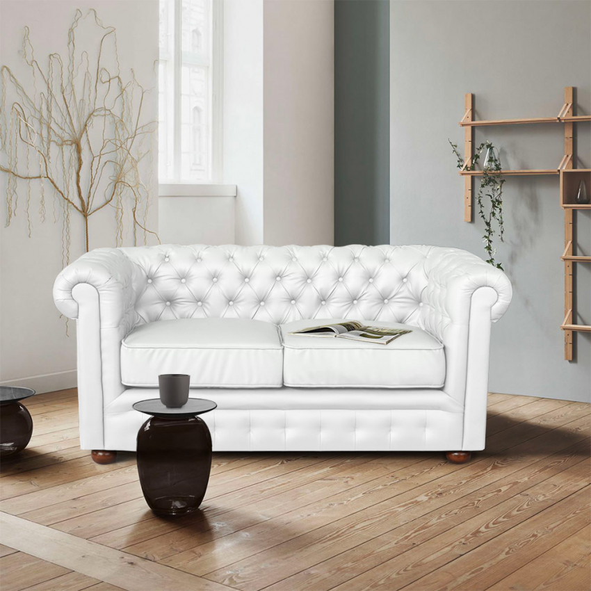 Couch Sofa Aus Kunstleder 2-Sitzer Design CHESTERFIELD