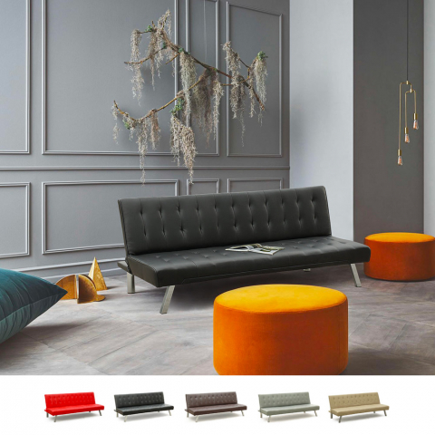 Schlafsofa 3-Sitzer Sofabett Couch Klappsofa Kunstleder Zaffiro
