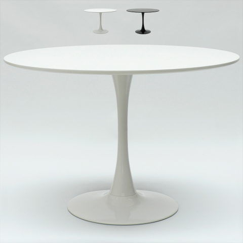 Tisch 120 cm Rund Schwarz-Weiß für Wohnzimmer Bar Küche Restaurant Tulip