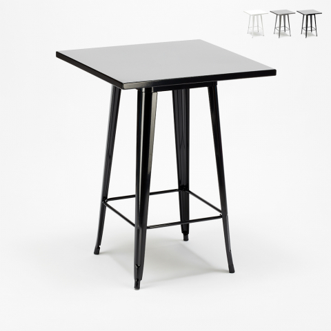 Lix tisch im industriellen stil aus stahl und metall 60x60 hocker nut Aktion
