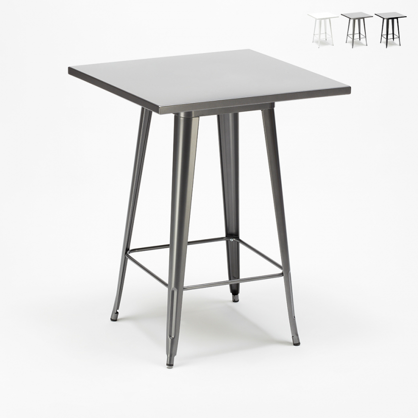 Hoher Tisch für Industriestühle aus Stahl Metall60x60 nut