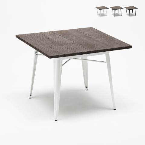 Tolix Tisch im industriellen Stil aus Stahl und Holz 80x80 Bar und Haus Allen Aktion