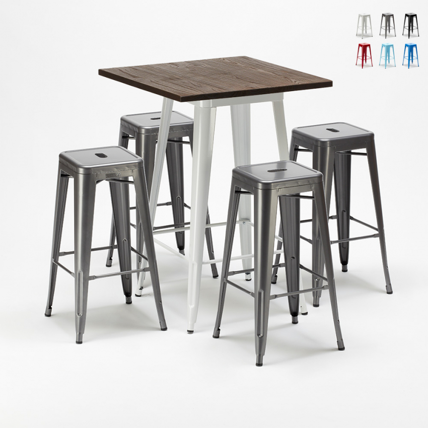 stehtischset und 4 metallhocker industrial style für bars und pubs harlem Lagerbestand