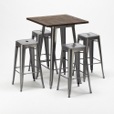 hochtischgarnitur und 4 metallhocker industriestil williamsburg Angebot