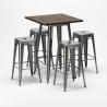 hochtischgarnitur und 4 metallhocker industriestil williamsburg Angebot