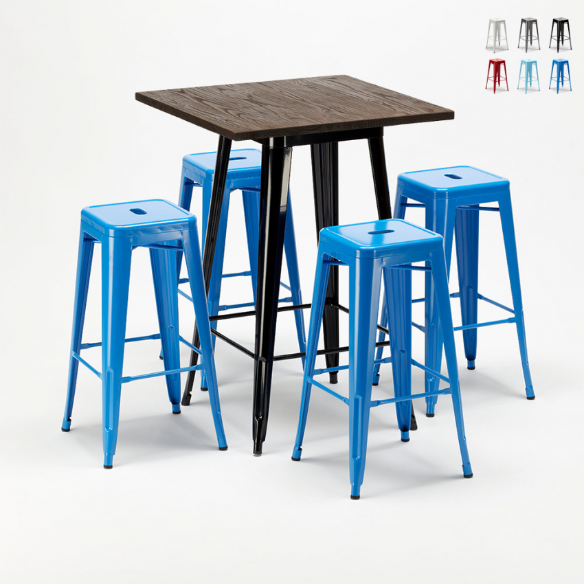 hohes tischset und 4 metallhocker industriestil little italy Eigenschaften