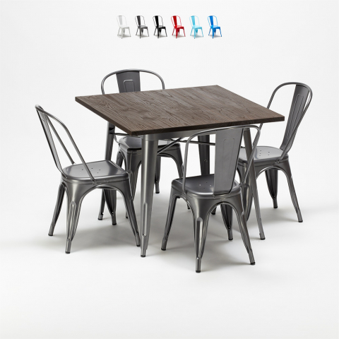 quadratische tisch und stühle in metalldesign industrial jamaica Aktion