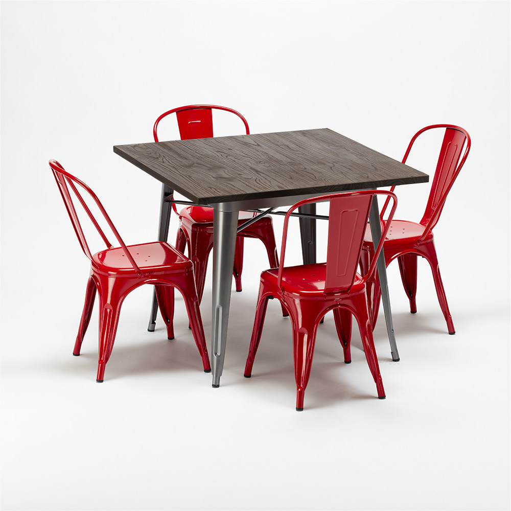 Quadratische Tisch Und Stühle In Metalldesign Tolix Industrial Jamaica