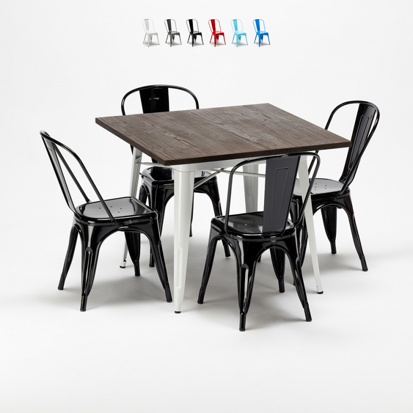 viereckiger tisch und stühle aus metall holz Lix industrieller stil midtown Kosten