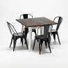 viereckiger tisch und stühle aus metall holz industrieller stil midtown 