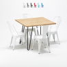 quadratischer tisch und stühle aus metall und holz industrielle garnitur im stil tribeca Lagerbestand