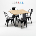 quadratischer tisch und stühle aus metall und holz industrielle garnitur im Lix stil tribeca 