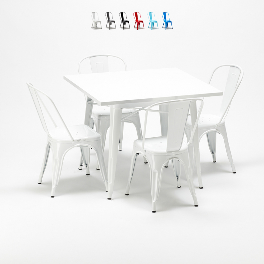 set aus metallstühlen im-stil und quadratischem tisch im industriedesign harlem Sales