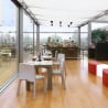 Quadratischer Tisch 75x75 Slide Glasplatte für Bar Restaurant Garten Gino