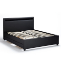 Doppelbett mit Lattenrost Led-Kopfende Schubladen Metall Holz 160x190 cm Geneva King Sales