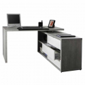 Schreibtisch Arbeitstisch Bürotisch Winkelkombination mit Schubladen Weiß Zementfarbe 140x150cm Schema Sales