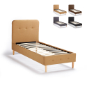 Einzelbett 1 Piazza Nordico Stoff und Holz mit Netz 80x190 Friborg Twin Auswahl