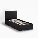Komplettes Einzelbett mit Bettkasten Stoff Holz mit Bettrost 80x190 cm Basel Twin 