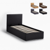 Komplettes Einzelbett mit Bettkasten Stoff Holz mit Bettrost 80x190 cm Basel Twin 