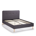 Französisches Bett 1 und Ein Halbes Quadrat Nordischer Stoff und Holz mit Netz 120x190 Friborg Sales