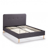 Französisches Bett 1 und Ein Halbes Quadrat Nordischer Stoff und Holz mit Netz 120x190 Friborg Sales
