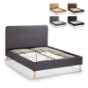 Französisches Bett 1 und Ein Halbes Quadrat Nordischer Stoff und Holz mit Netz 120x190 Friborg Verkauf