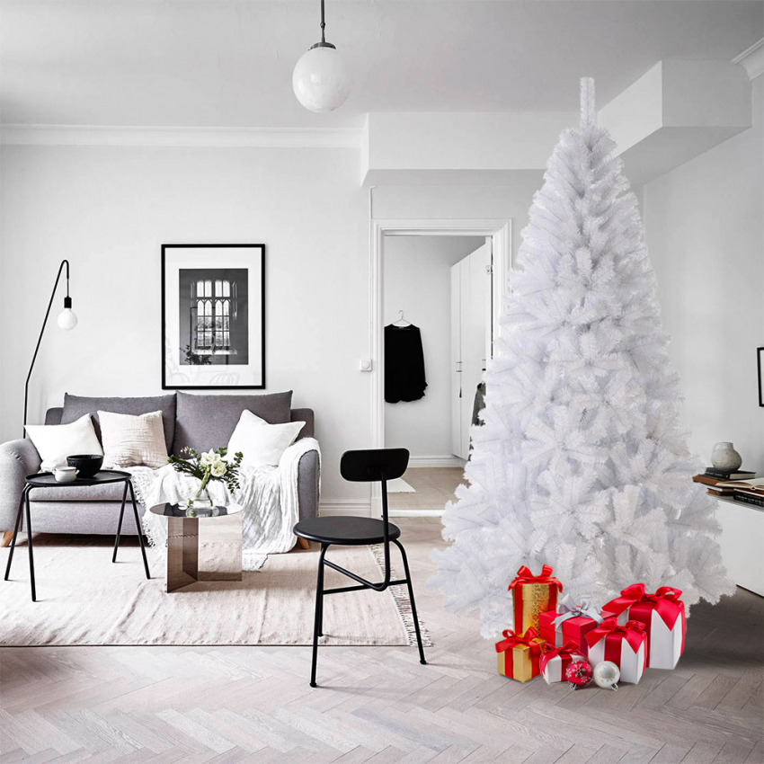 Künstlicher Weihnachtsbaum weiß Schnee 210cm unechte Zweige aus PVC Aspen